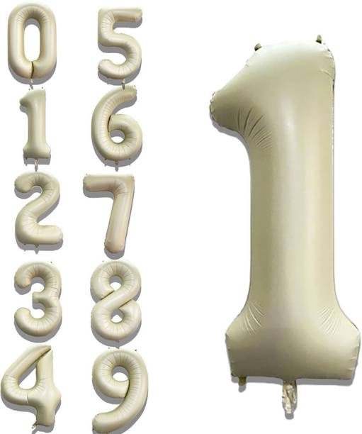Fun Town Solid Birthday/ Anniversary Patry Decoration Cream Color Foil 1 Number 32" Helium Balloon