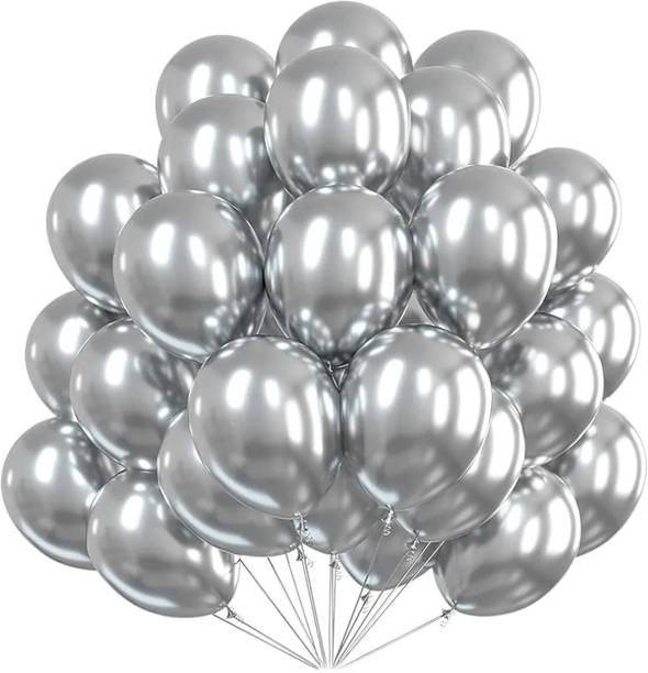 Party Land Inc. Solid Colorful Chrome Party Balloon Combo of 50, Metallic Balloons, Party Celebration Balloon