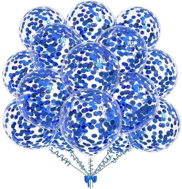 PopTheParty Solid Blue Confetti Balloons for Happy Birthday Decorations Baby Shower,Party Supply Balloon