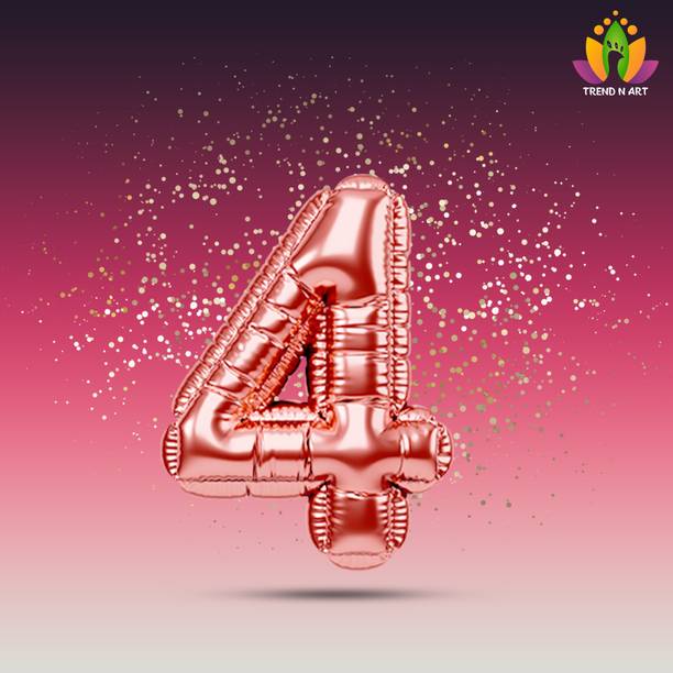 TREND N ART Solid RoseGold 4 Number 32INCH Foil Balloon PartySupplies, Decoration or Celebration Balloon