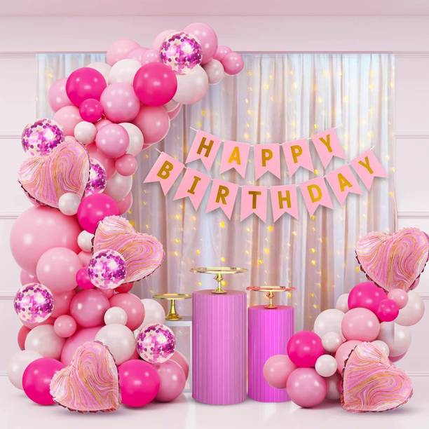 DAY DECOR Solid Birthday Decorations Kit For Girls Pcs-44 Birthday Celebration B