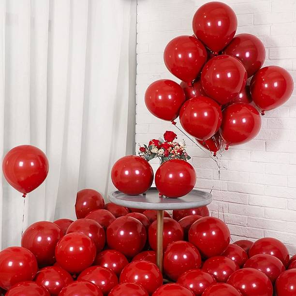 Nagina Collection Solid Retro Red Balloons Kit 50pcs for Birthday Anniversary Balloon