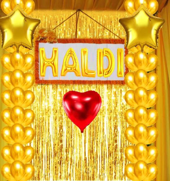 Maithili decors Solid Haldi decoration setup for wedding party celebration Balloon
