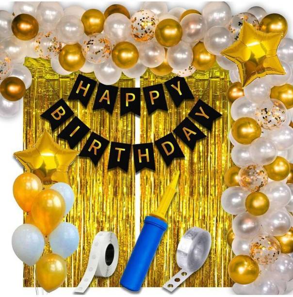 groovy dudz Solid 1st Birthday Decoration For Baby Boy Or Girl , Combo Balloon