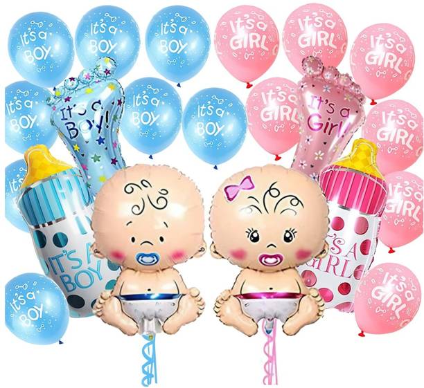 ZAMBOOREE Printed Baby Shower Decorations Kit with Its a Boy or Girl Balloons- Pink & Blue Balloon