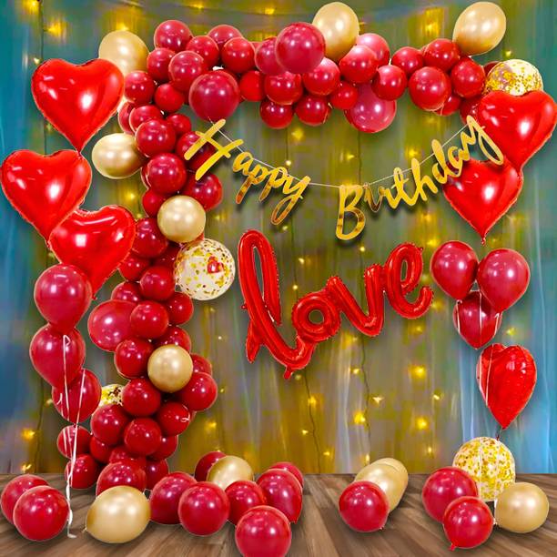 Balloon and you Printed Love Birthday Decoration Birthday Decoration Kit Items Set for Wife, Husband Balloon