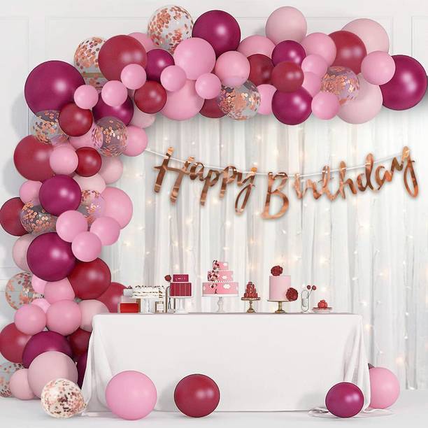 DAY DECOR Solid Birthday Decorations Kit For Girls Pcs-69 Balloon