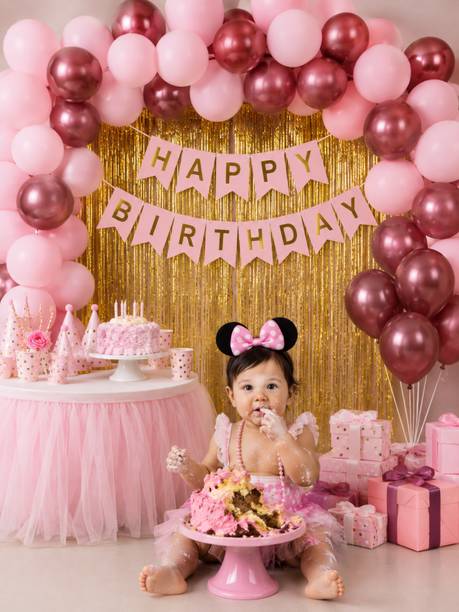 ZIP ZOOP Solid Happy Birthday Decorations Kit Boy ,girl Birthday Balloon Items, Balloon Bday Balloon
