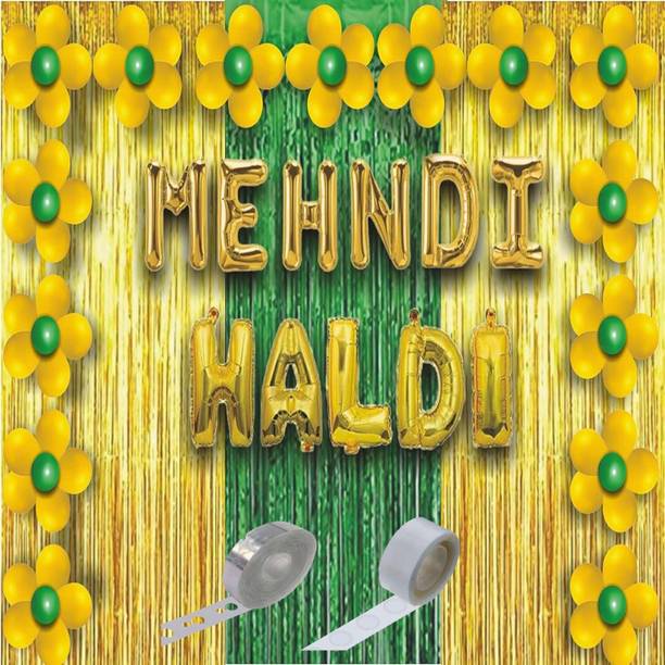 Inispire2Fashion Solid Wedding Haldi Mehndi Decoration Balloons Combo Set For Brides And Bridegrooms Balloon