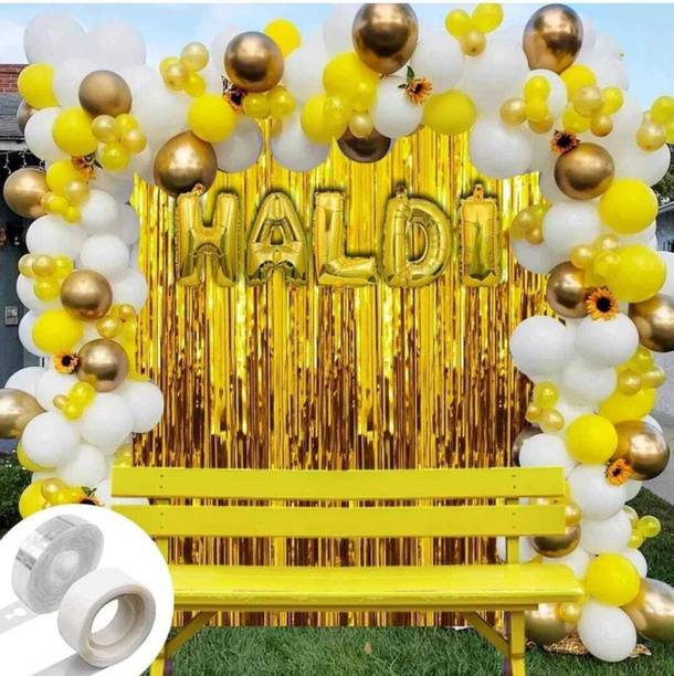 Maithili decors Solid Haldi decor 2 Balloon