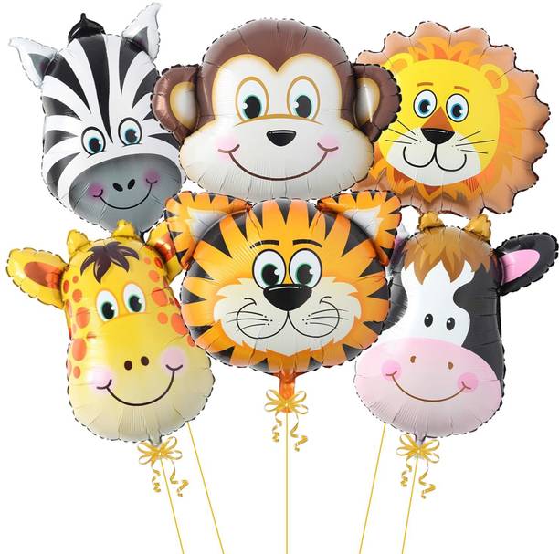 टॉयक्स प्रिंटेड Safari Animal Faces Foil Balloons गुब्बारा