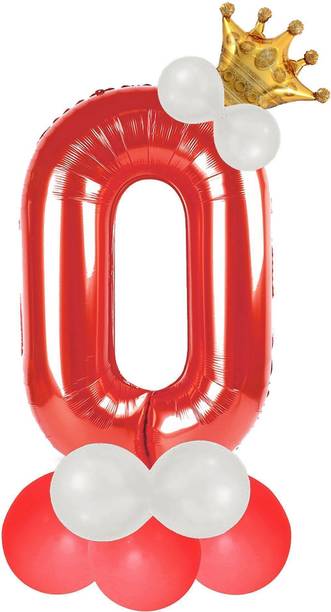 Party Bird Solid Number 0 Foil Balloon with Crown 32 Inch Zero Birthday Decoration for Girls Balloon