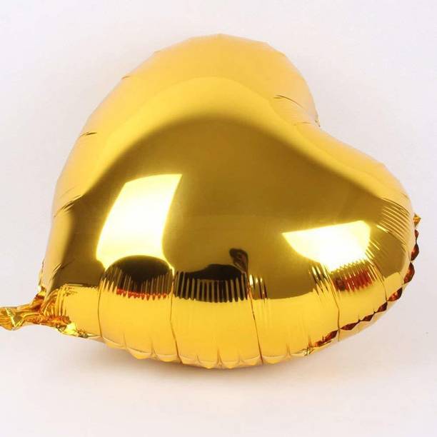 Hippity Hop Solid Gold Heart Shape Foil Balloon Helium Balloon 18 inch For valentine, anniversary Balloon