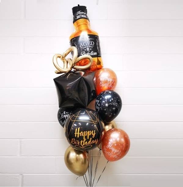 BashNSplash Printed Aged to Perfection Classy Men Birthday Helium Balloon Bouquet Set Balloon Bouquet