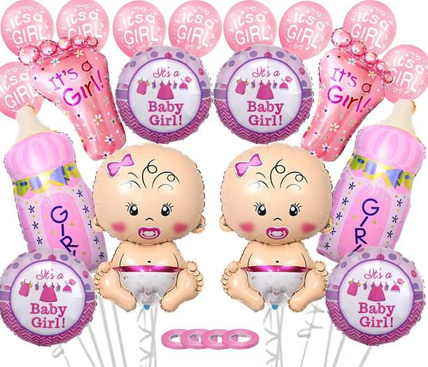 ZAMBOOREE Printed Baby Shower Combo / Baby Shower Decoration / Welcome Baby Decoration Material Balloon