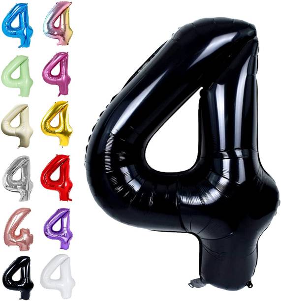 Party Parindey Solid Plain 4 Number Foil Balloons 32" for Birthday Party Decoration Helium Supported Letter Balloon