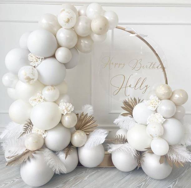 groovy dudz Solid White Metallic Finish Shiny Balloons For Birthday/Anniversary/Engagement Balloon