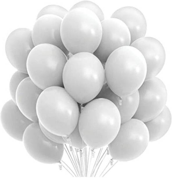 Decor Mart Solid Party Balloons for White theme Birthday AIR or HELIUM Balloon