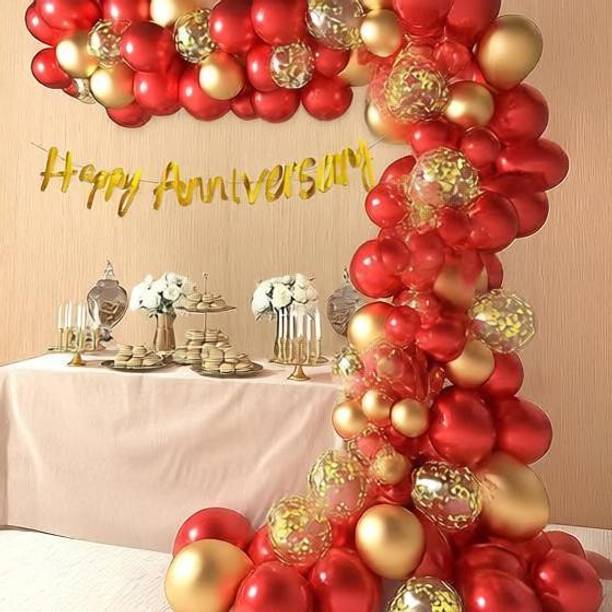 groovy dudz Solid Happy Anniversary Banner-53 items, 1 Count Balloon