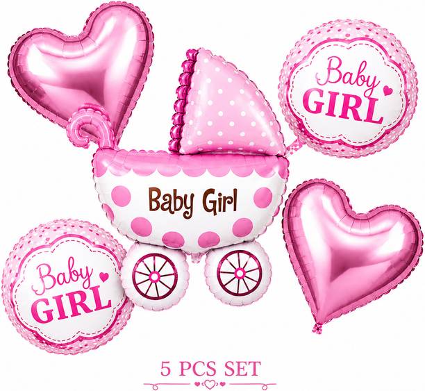 PARTY VERSE Printed Baby Girl Baby Shower Decoration Balloons Set | Welcome Baby Kit Balloon
