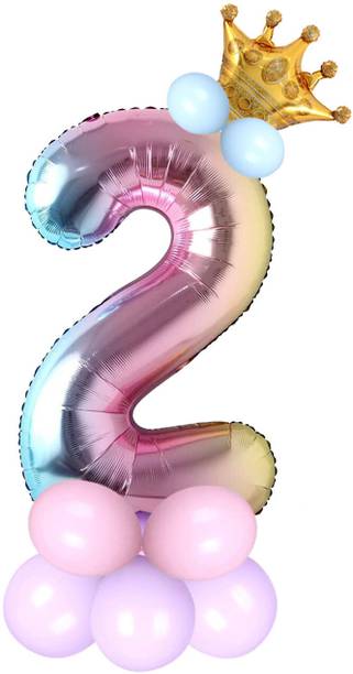 Décor Mantra Solid 2 Two number foil balloon birthday anniversary decoration items for boy girl Balloon