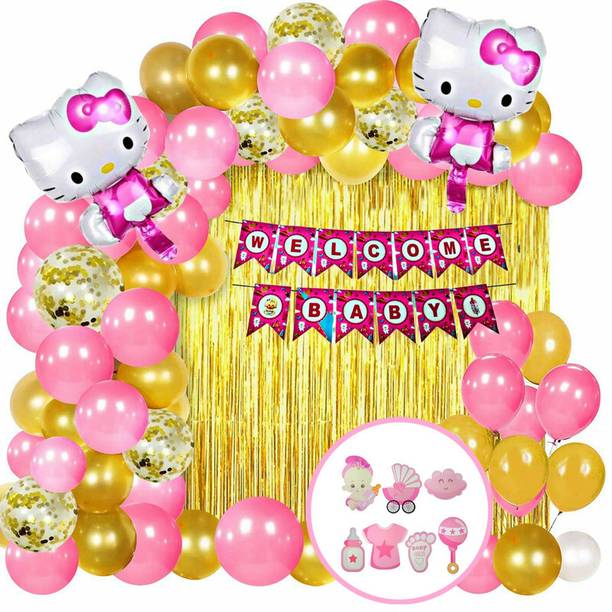 LOONS PEDDLER Solid Welcome Baby - Adorable Baby Girl Cutouts for a Whimsical Arrival! Balloon
