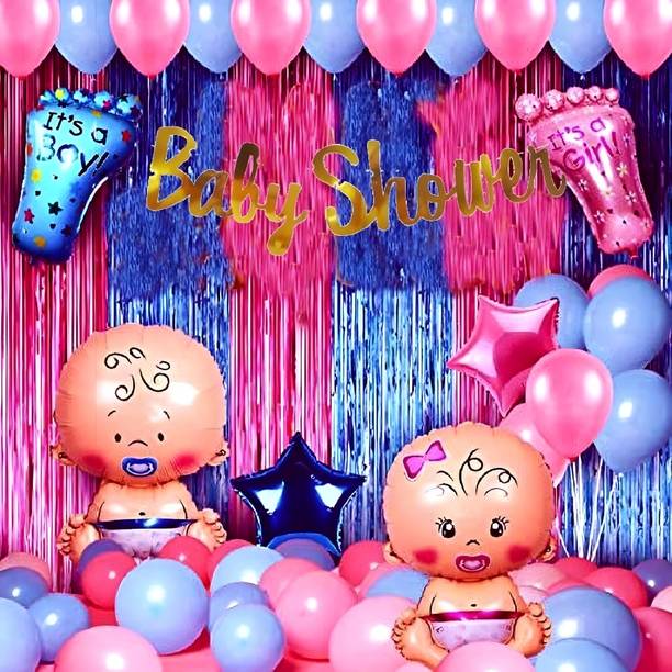 ZAMBOOREE Printed Baby Shower Combo Decorations Set Balloons For Godh Bharayi -50Pcs Balloon