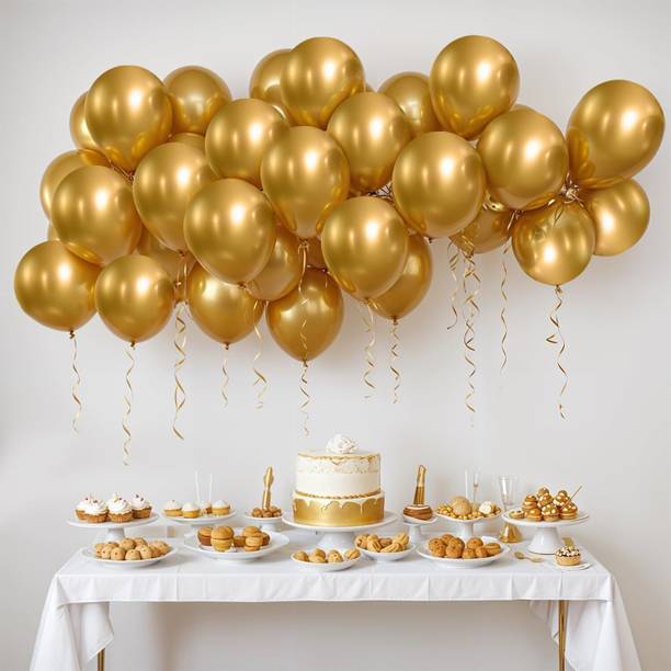 Saloni enterprises Solid Birthday/Anniversary decoration party golden color balloons/balloon Balloon