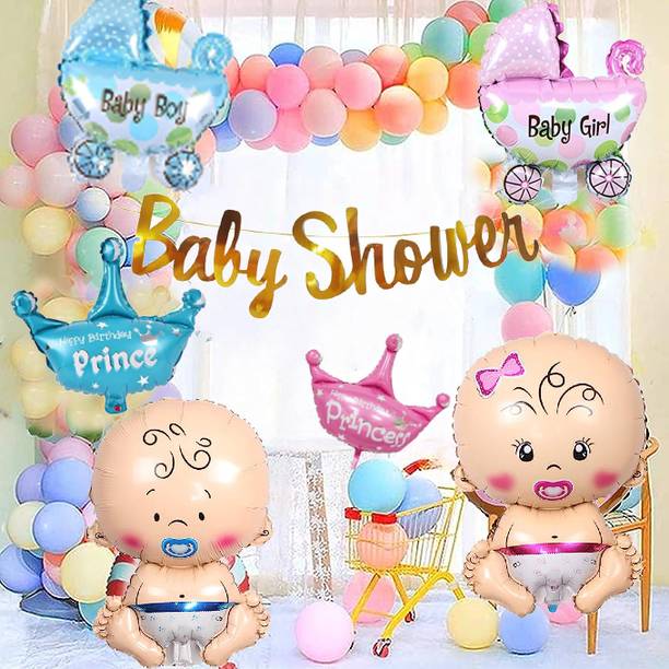 ग्रूवी डज़ सॉलिड Baby Shower Combo Decorations Set गुब्बारा
