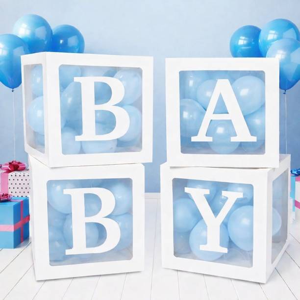 पॉपदपार्टी सॉलिड Printed Baby Balloon Box for Baby Shower Decoration लेटर बैलून