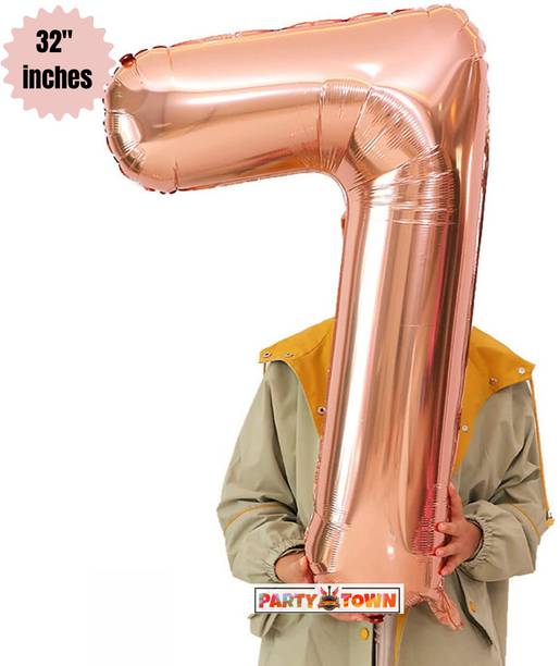 PartyTown Solid 32'' inches Rose gold "7" Number helium foil balloons for Birthday Balloon