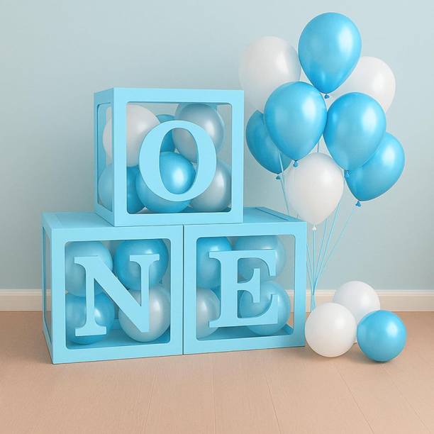 Fun Town Solid Baby balloon box for 1st birthday Party kit baby shower decortaion Balloon