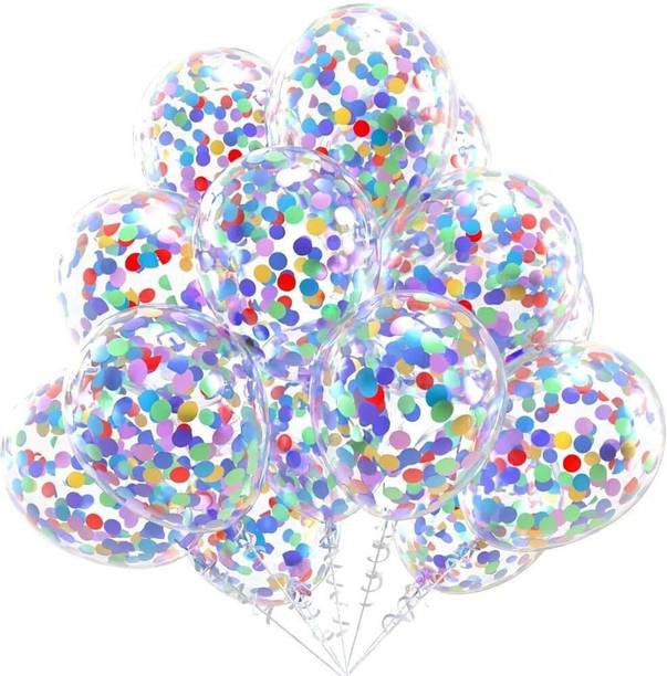 PopTheParty Solid Multi Confetti Balloons Birthday Decoration Items for Birthday Party Balloon Balloon