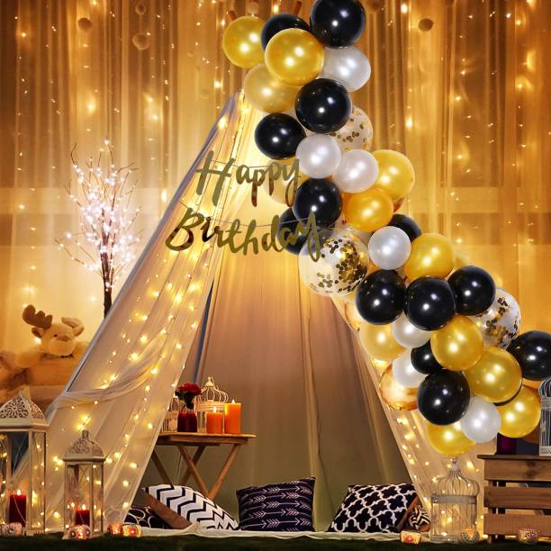 BUC Solid Happy Birthday Decoration Set | Balloon For Birthday Decoration Theme Kit Combo Balloon