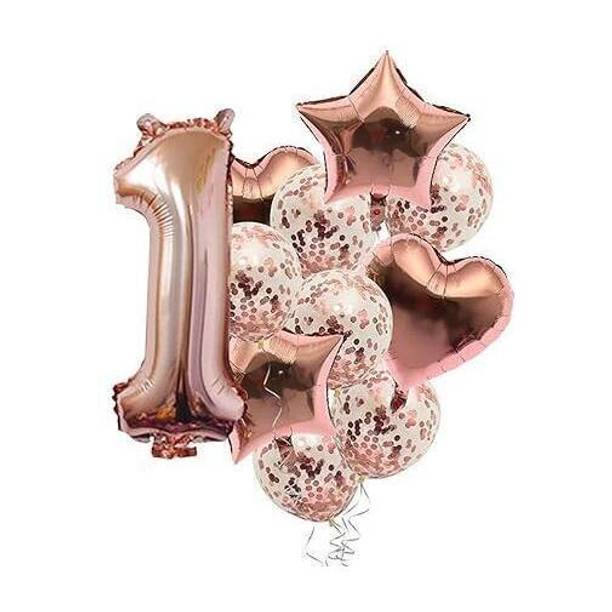 PopTheParty Solid First Birthday & Anniversary Rose Gold Balloons For Party Deco