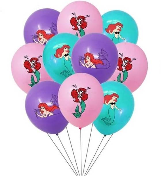 hoordecoration Printed Mermaid Latex Balloons Set for Kids Birthday Party Decoration | Mermaid Theme Balloon