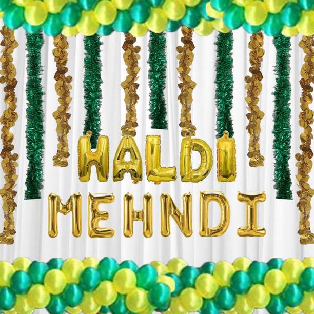 PARTY BREEZE Solid haldi mehndi ceremony decorations for wedding marriges pack item set Balloon