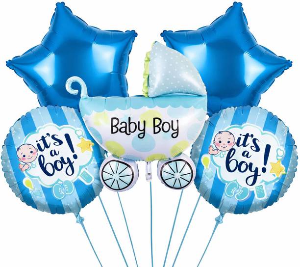 SOI Printed Baby Boy Balloon Decoration Combo Baby Shower Welcome Baby Party Decoration Kit Balloon