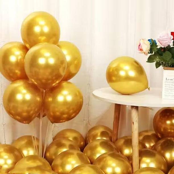 Porvi enterprises Solid Metallic Balloons Latex Balloons Helium Balloons for Birthday Balloon