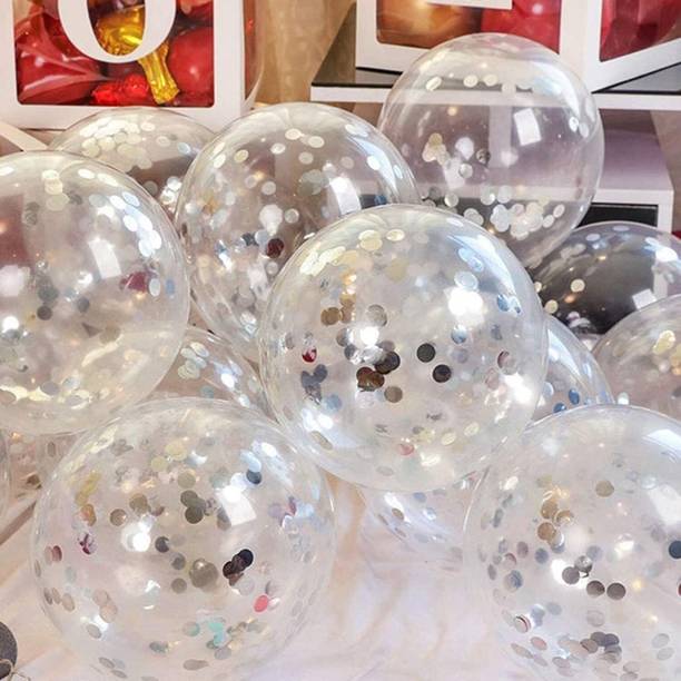 Fundots Printed Transparent Balloons with Gold Confetti & Ribbons for Party & Decoration Style 7 Balloon Bouquet