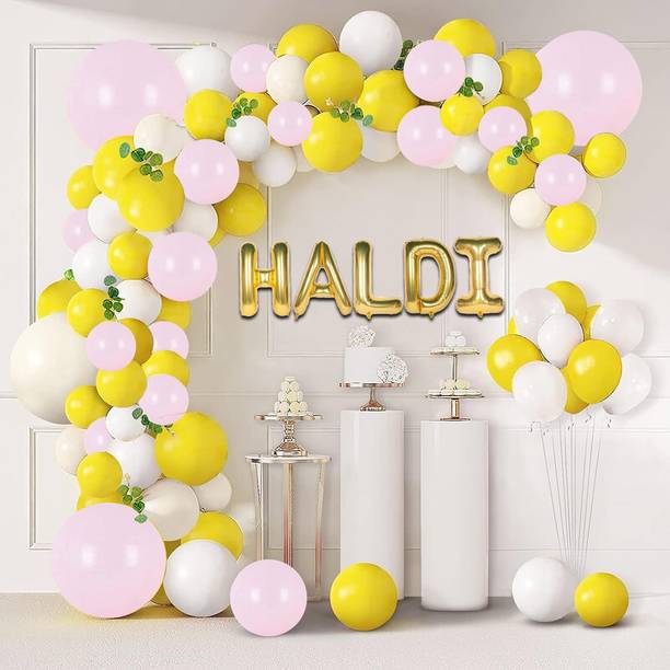 ZAMBOOREE Solid H-33 (HALDI + GLU R + 30 Yellow P.Pink White) Balloon