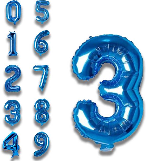 Party Parindey Solid Plain 3 Number Foil Balloons 32" for Birthday Party Decoration Helium Supported Letter Balloon