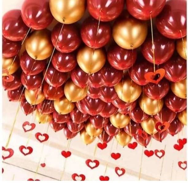 Mosclue Solid Hd/Mettalic 100 Ballons Golden and Red For Kids/Adult/Party/Birthday Decorations Balloon