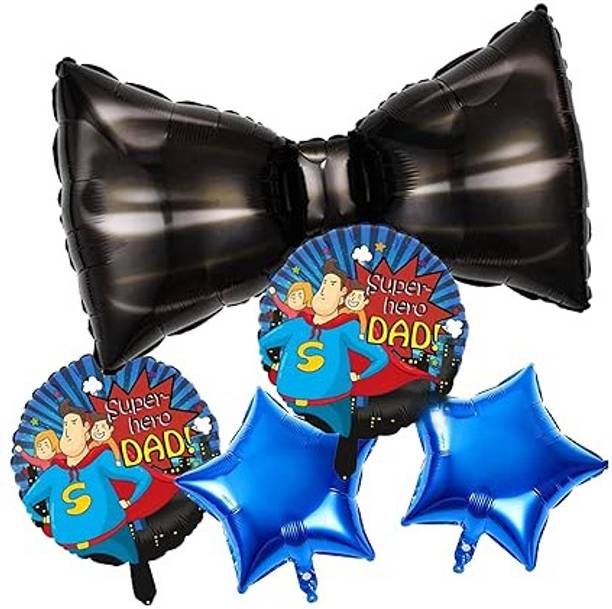hoordecoration Printed Superhero Dad Tie Knot Foil Balloon Set for Fathers Birthday Decoration Balloon