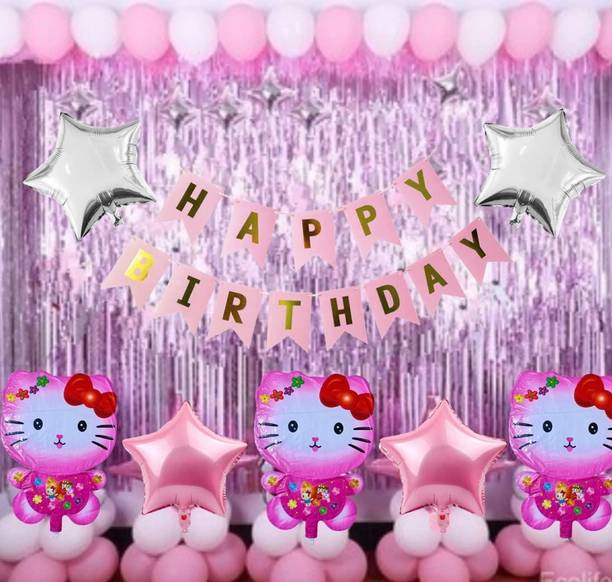 leevaaj Solid HB-WHT-PNK-30-KITTY-FOIL-3-STR-4-PFC-2 Balloon