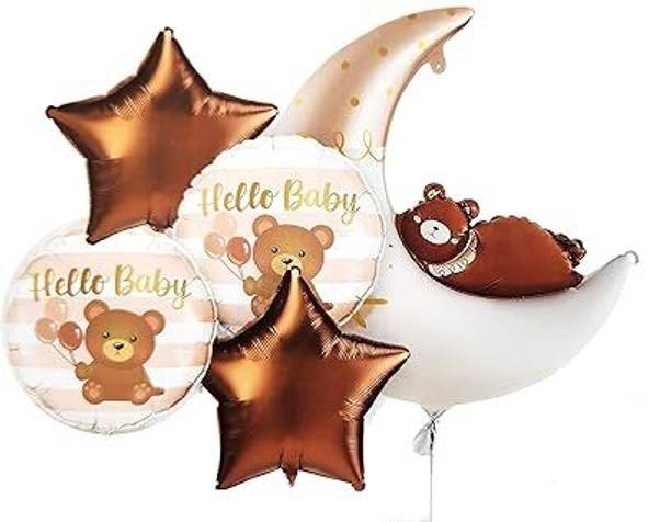hoordecoration Printed Teddy Bear on the Moon Foil Balloons Set for Kids Birthday Party Decoration Balloon