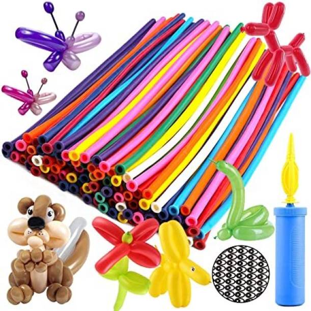 PARTY MIDLINKERZ Solid Solid Animals Kit Twisting Balloons with 1 Air Pump + 100pcs Latex Long Balloons Balloon