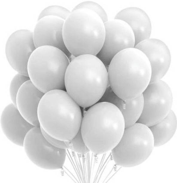 Decor Mart Solid High Quality White Birthday Balloon - Best -(Air/Helium) Balloon