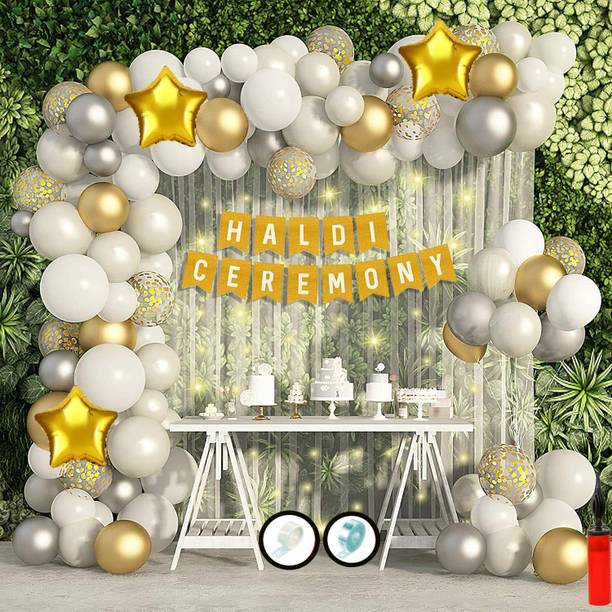 groovy dudz Solid MARRIGE WEDDING HALDI CELEBRATION DECORATION Combo- 72pcs Balloon
