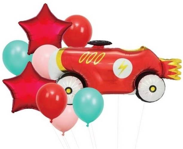 BashNSplash Printed Vintage Racing Car theme Birthday Decoration Racing Theme Helium Balloon Bouquet